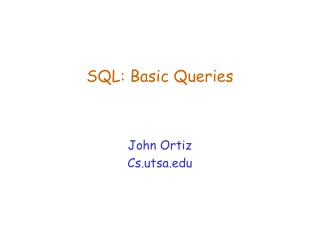 SQL: Basic Queries