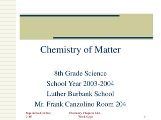 Chemistry of Matter