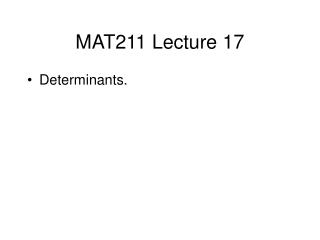 MAT211 Lecture 17