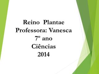 Reino Plantae Professora: Vanesca 7º ano Ciências 2014