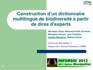 Construction d’un dictionnaire multilingue de biodiversité à partir de dires d’experts
