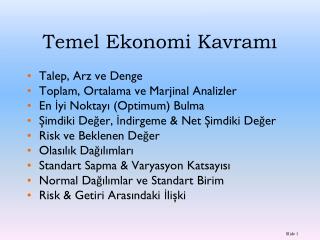 Temel Ekonomi Kavramı