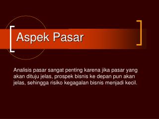 Aspek Pasar