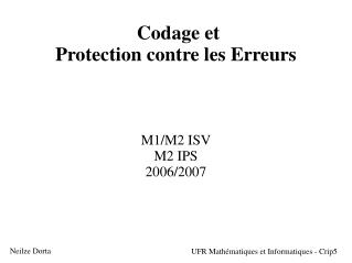 Codage et Protection contre les Erreurs