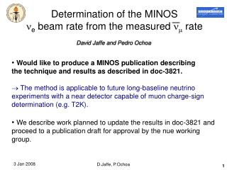 Determination of the MINOS  e beam rate from the measured   rate