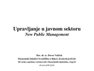 Upravljanje u javnom sektoru New Public Management