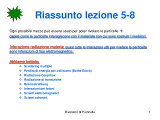 Riassunto lezione 5-8