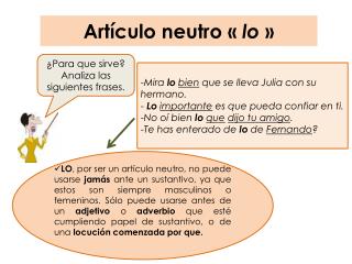 Artículo neutro « lo »