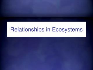 Relationships in Ecosystems