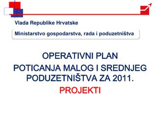 OPERATIVNI PLAN POTICANJA MALOG I SREDNJEG PODUZETNIŠTVA ZA 2011. PROJEKTI