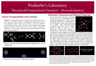 Peslherbe’s Laboratory Theoretical/Computational Chemistry - Research Interests