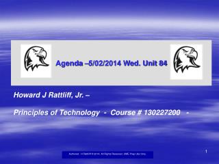 Agenda –5/02/2014 Wed. Unit 84