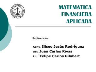 MATEMATICA FINANCIERA APLICADA