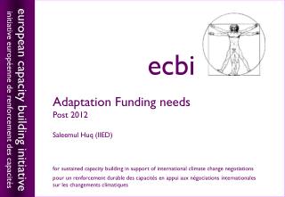 Adaptation Funding needs Post 2012 Saleemul Huq (IIED)