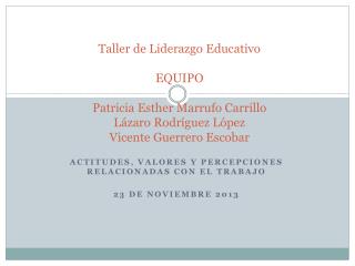 Actitudes, valores y percepciones relacionadas con el trabajo 23 de noviembre 2013