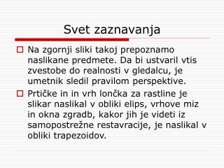 Svet zaznavanja