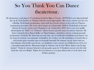 So You Think You Can Dance theatertour.