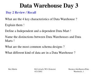 Data Warehouse Day 3