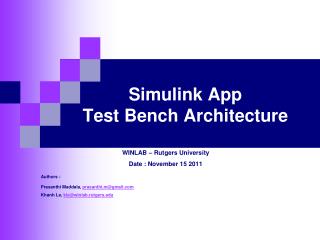 Simulink App Test Bench Architecture