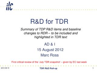R&amp;D for TDR