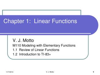 Chapter 1: Linear Functions