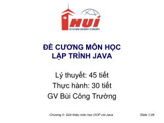 ĐỀ CƯƠNG MÔN HỌC LẬP TRÌNH JAVA