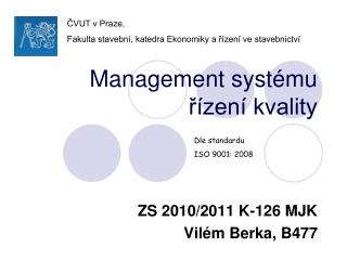Management systému řízení kvality