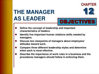 THE MANAGER AS LEADER