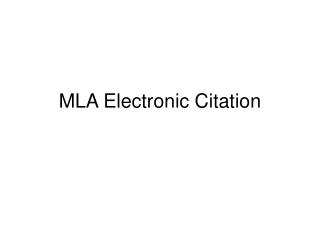 MLA Electronic Citation