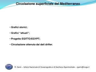 Grafici storici; Grafici “attuali”; Progetto EGITTO/EGYPT;