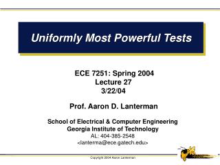 Uniformly Most Powerful Tests