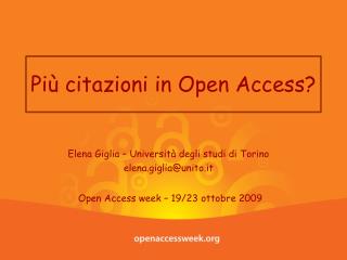 Più citazioni in Open Access?