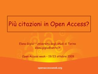 Più citazioni in Open Access?