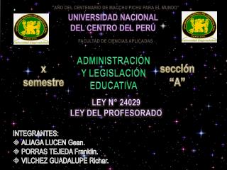 “ AÑO DEL CENTENARIO DE MACCHU PICHU PARA EL MUNDO” FACULTAD DE CIENCIAS APLICADAS