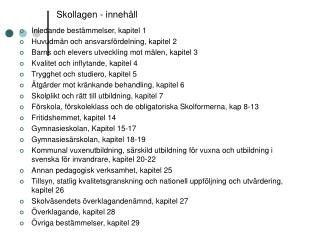 Skollagen - innehåll