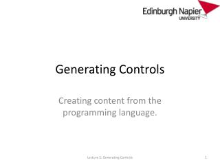 Generating Controls