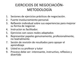 EJERCICIOS DE NEGOCIACIÓN-METODOLOGÍA