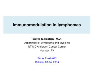 Immunomodulation in lymphomas