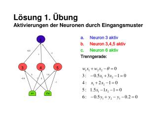 Lösung 1. Übung Aktivierungen der Neuronen durch Eingangsmuster