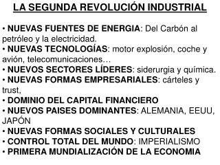 LA SEGUNDA REVOLUCIÓN INDUSTRIAL