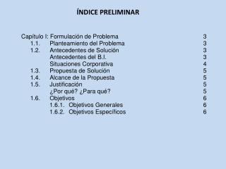 ÍNDICE PRELIMINAR