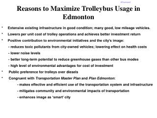 Reasons to Maximize Trolleybus Usage in Edmonton