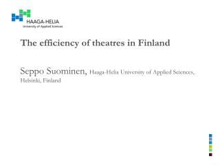 The efficiency of theatres in Finland