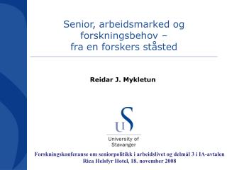 Senior, arbeidsmarked og forskningsbehov – fra en forskers ståsted