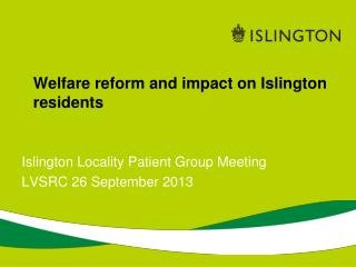 Welfare reform and impact on Islington residents