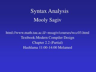 Syntax Analysis