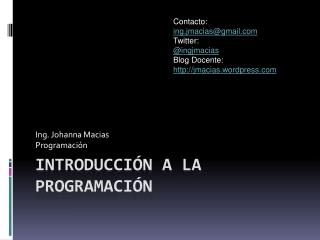 Introducción a la Programación