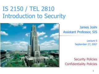 IS 2150 / TEL 2810 Introduction to Security