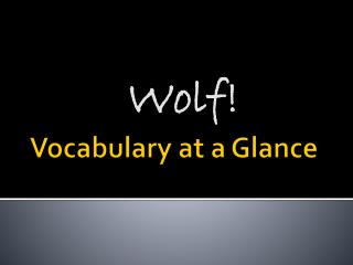 Vocabulary at a Glance