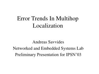Error Trends In Multihop Localization